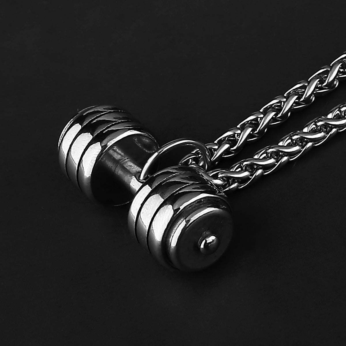 Street dumbbell titanium steel necklace