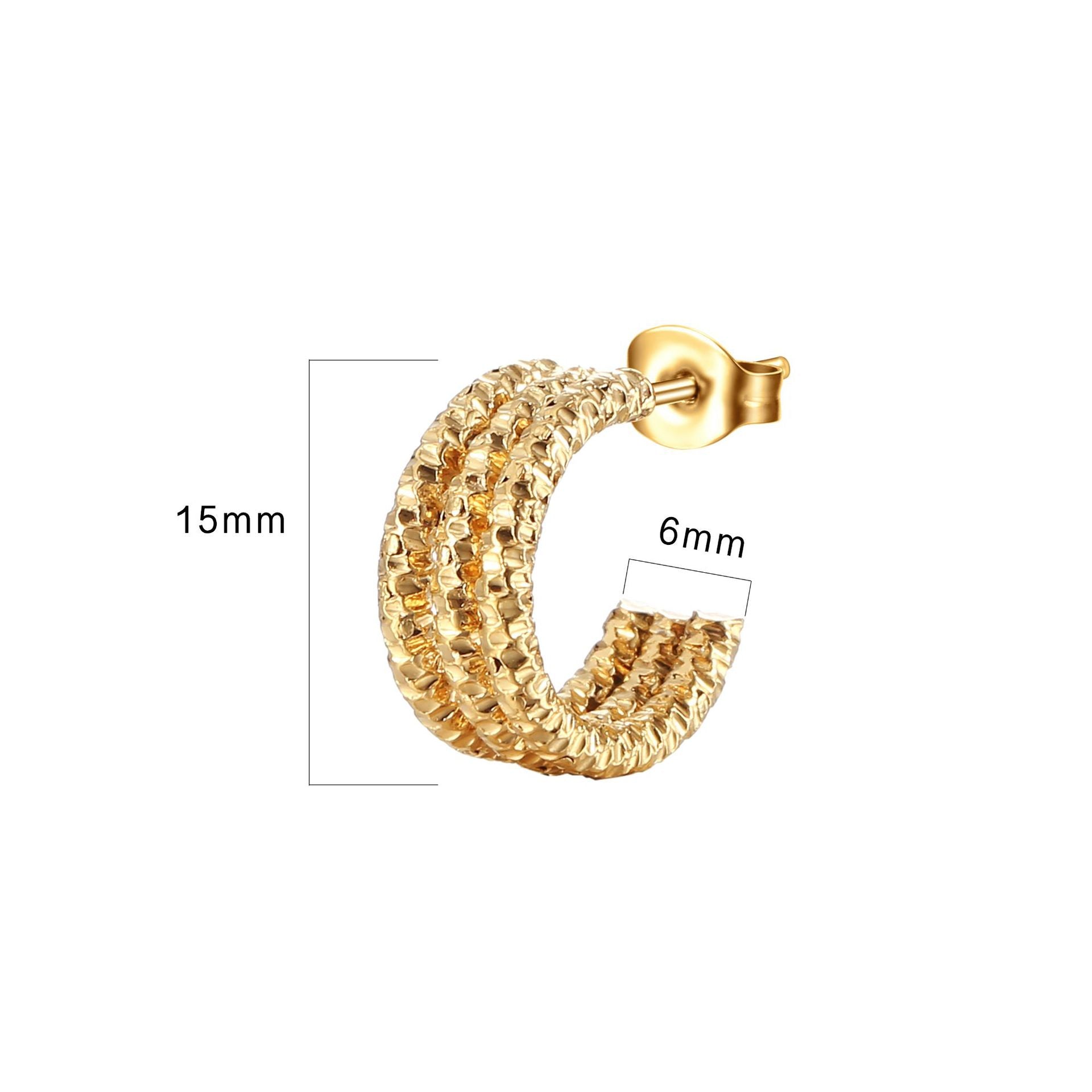 Gold multi-layer C-shaped earring