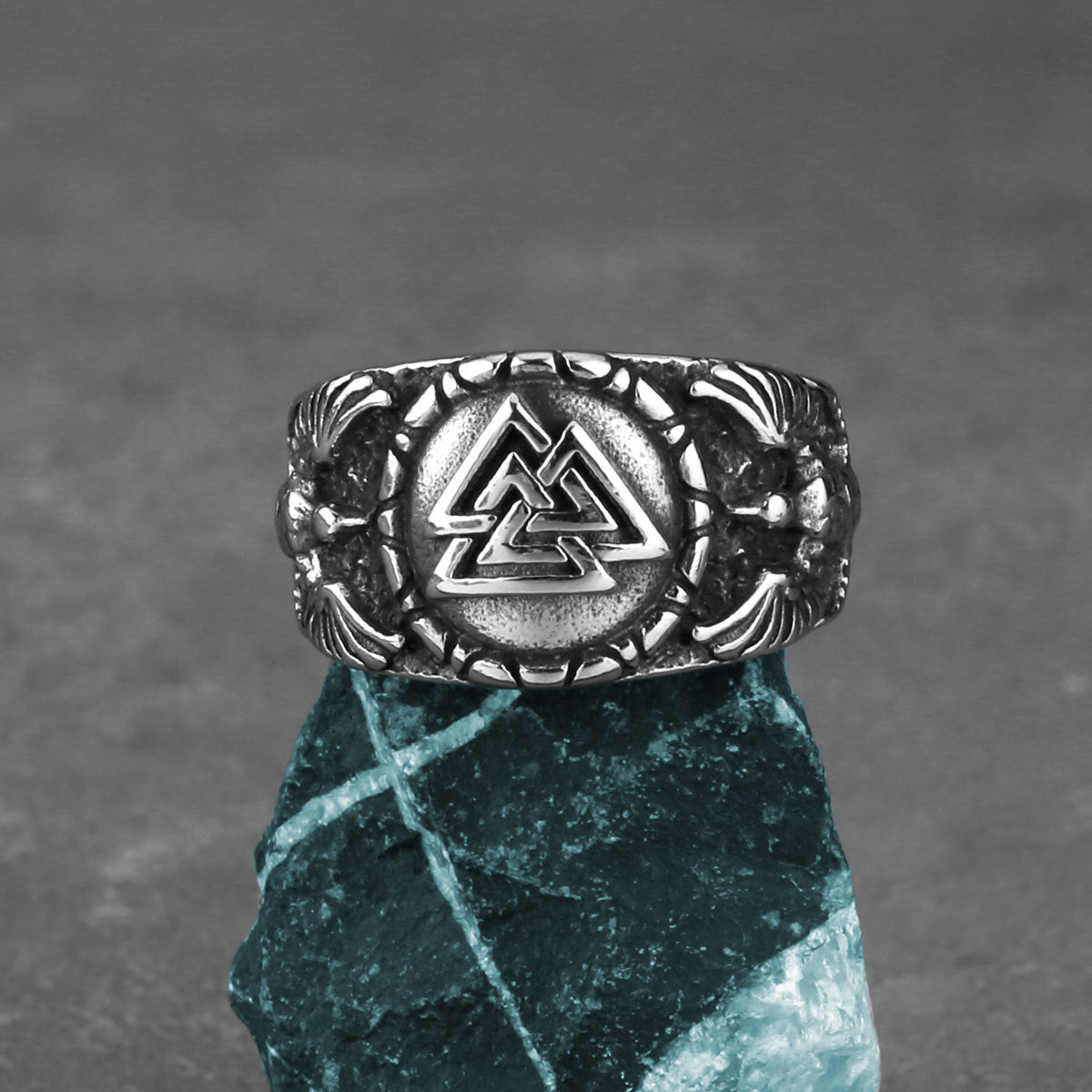 Triangle Rune Crow Ring