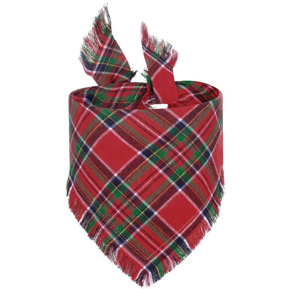 Plaid tassel Pet Bandanas