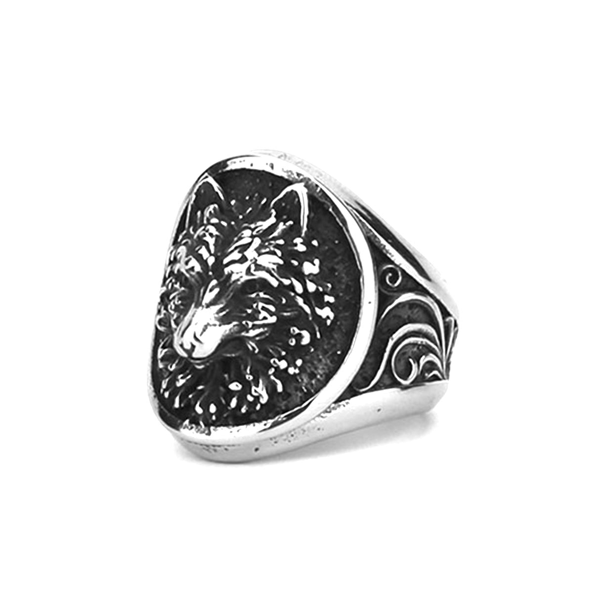 Viking Wolf Fox Animal Titanium Steel Ring