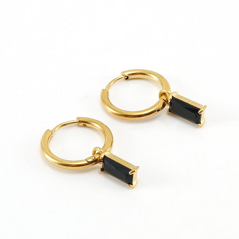 Minimalist square zircon earring