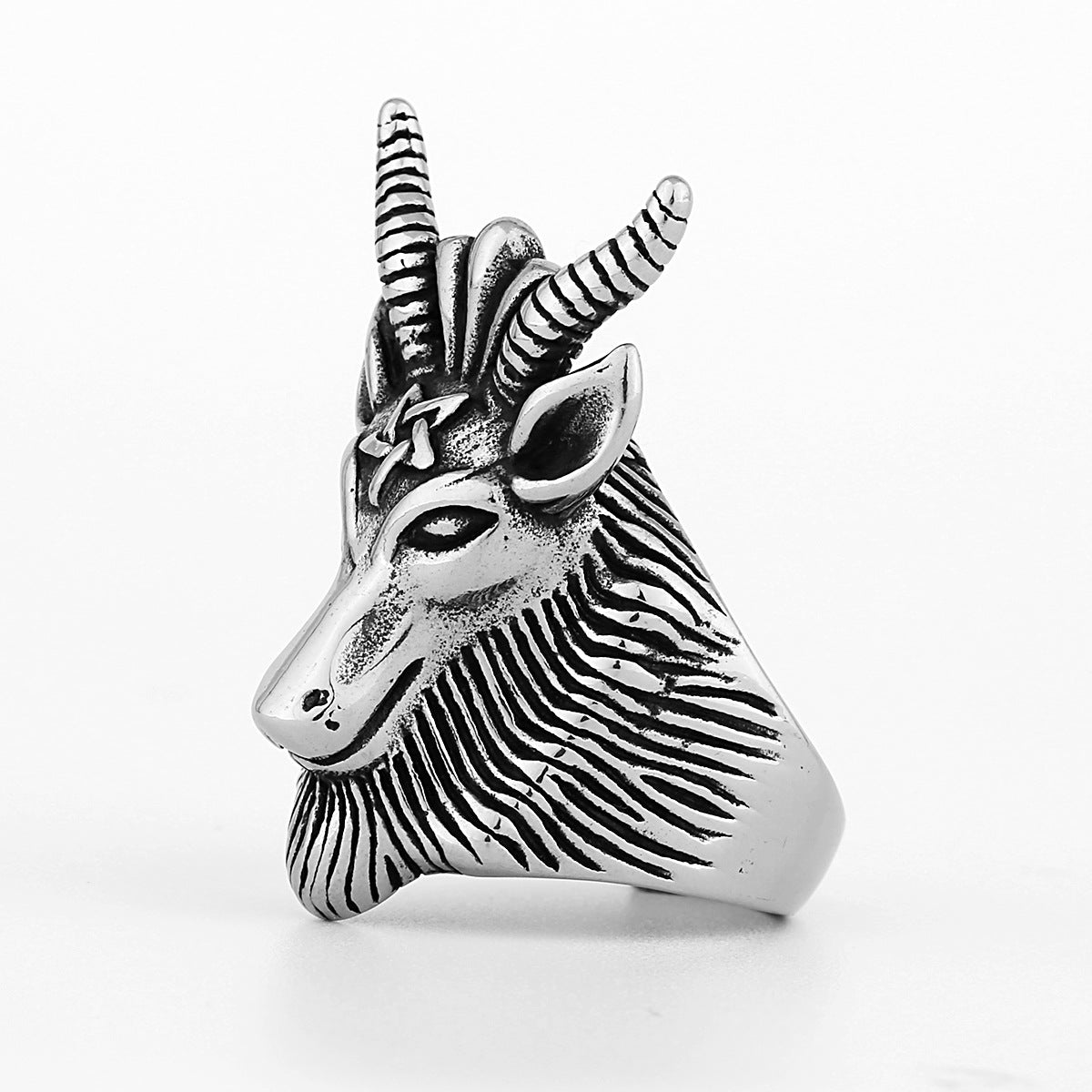 Goth Satanic Ram Ring