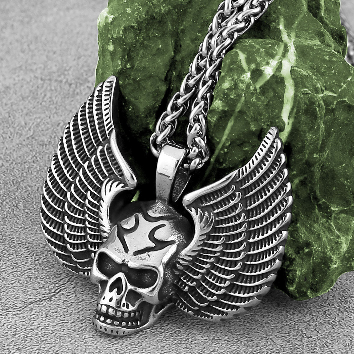 Twin Winged Skeleton Necklace