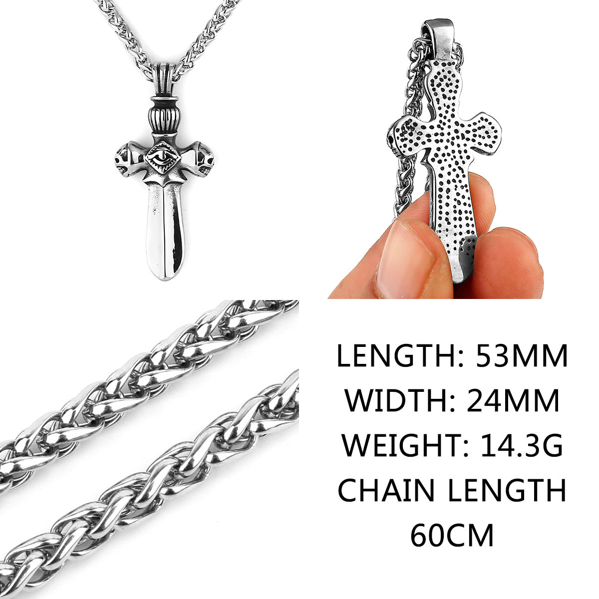 Double Skull Cross Single Eye Necklace