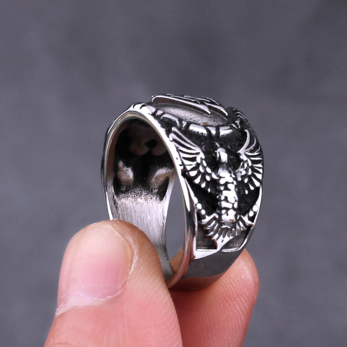 Triangle Rune Crow Ring