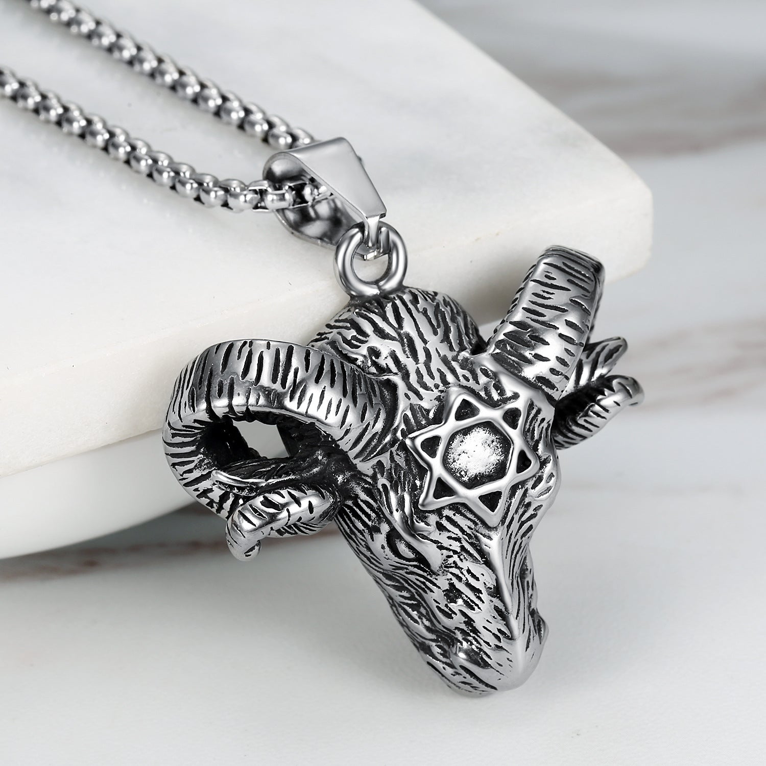 Satanic Ram Hexagram Necklace