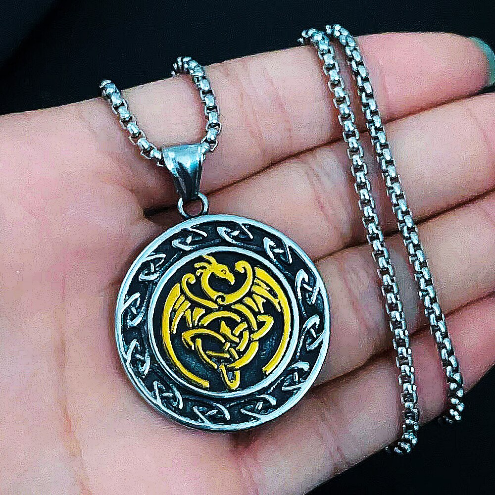 Double Sided Gold Dragon Necklace