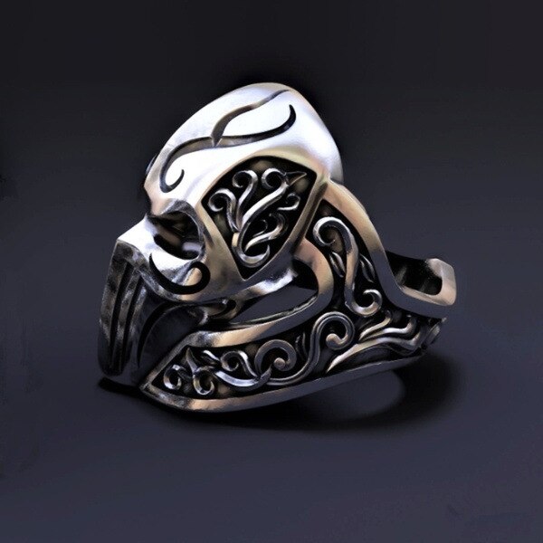 Gothic Face Mask Skull Ring