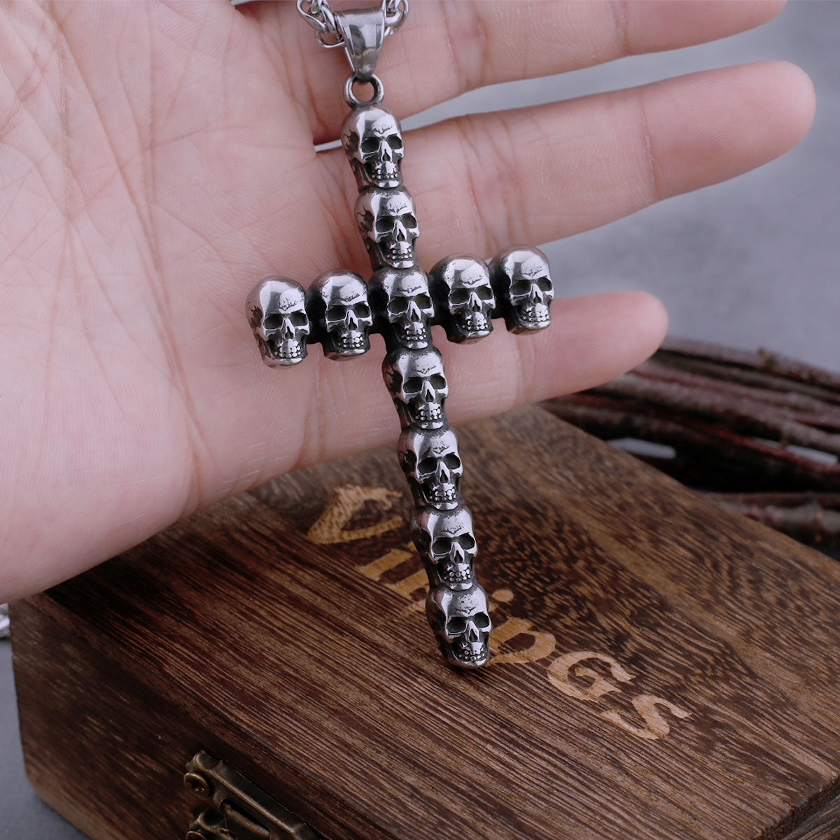 Neo-Gothic Cross Skull Necklace