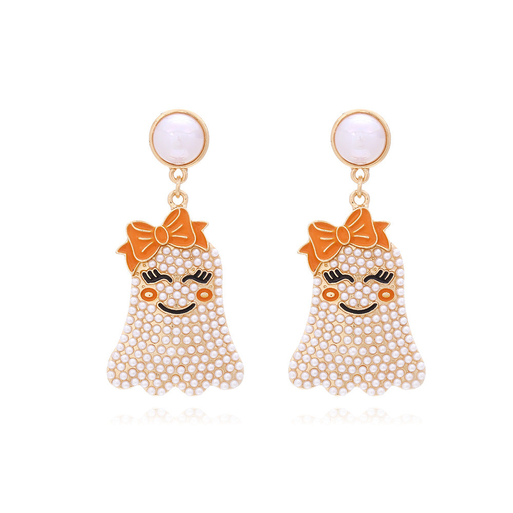 Ghost Earrings with Pearl Bows