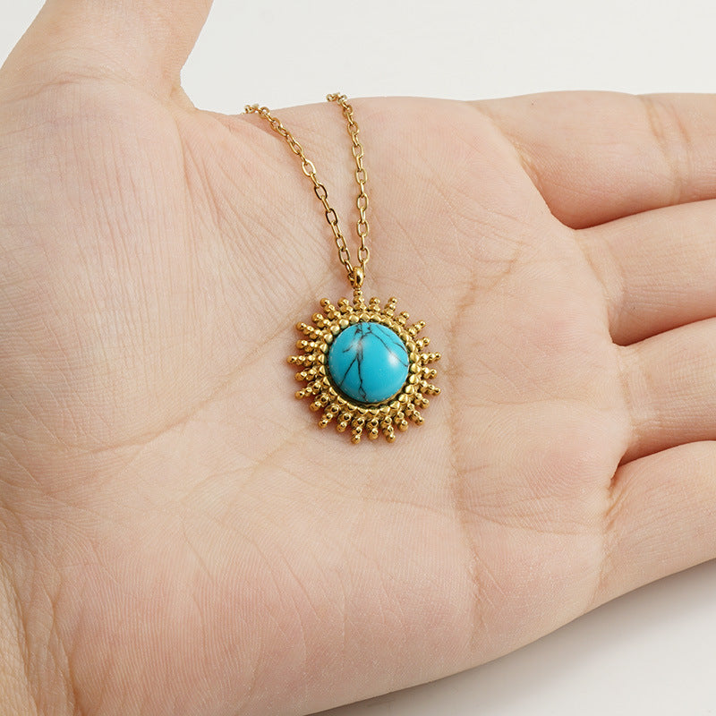 Blue Turquoise Circular Necklace