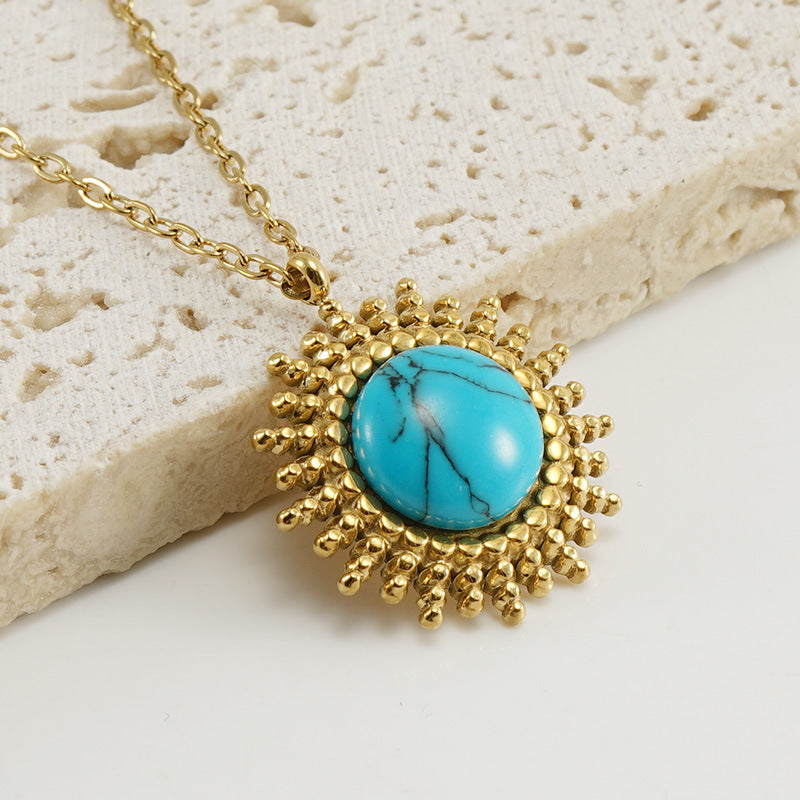 Blue Turquoise Circular Necklace