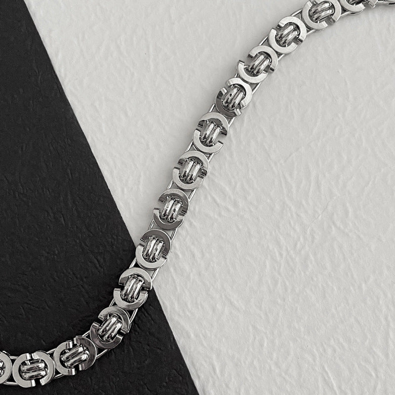 Flat Link Titanium Steel Necklace