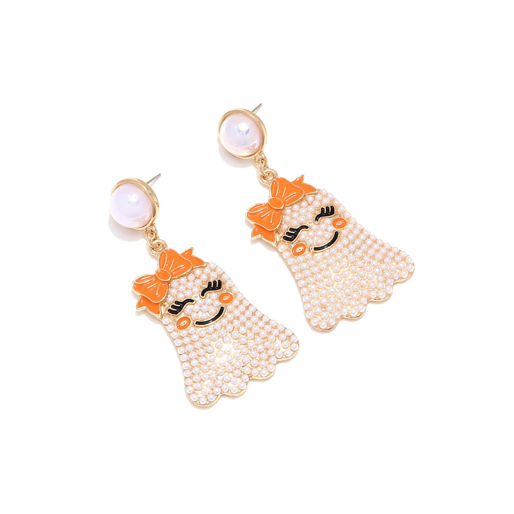 Ghost Earrings with Pearl Bows