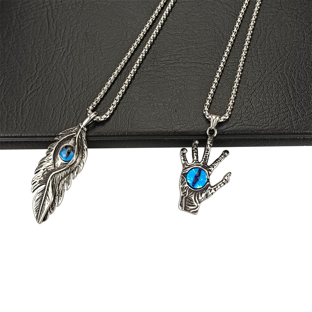 Eyes and Feathers Necklace