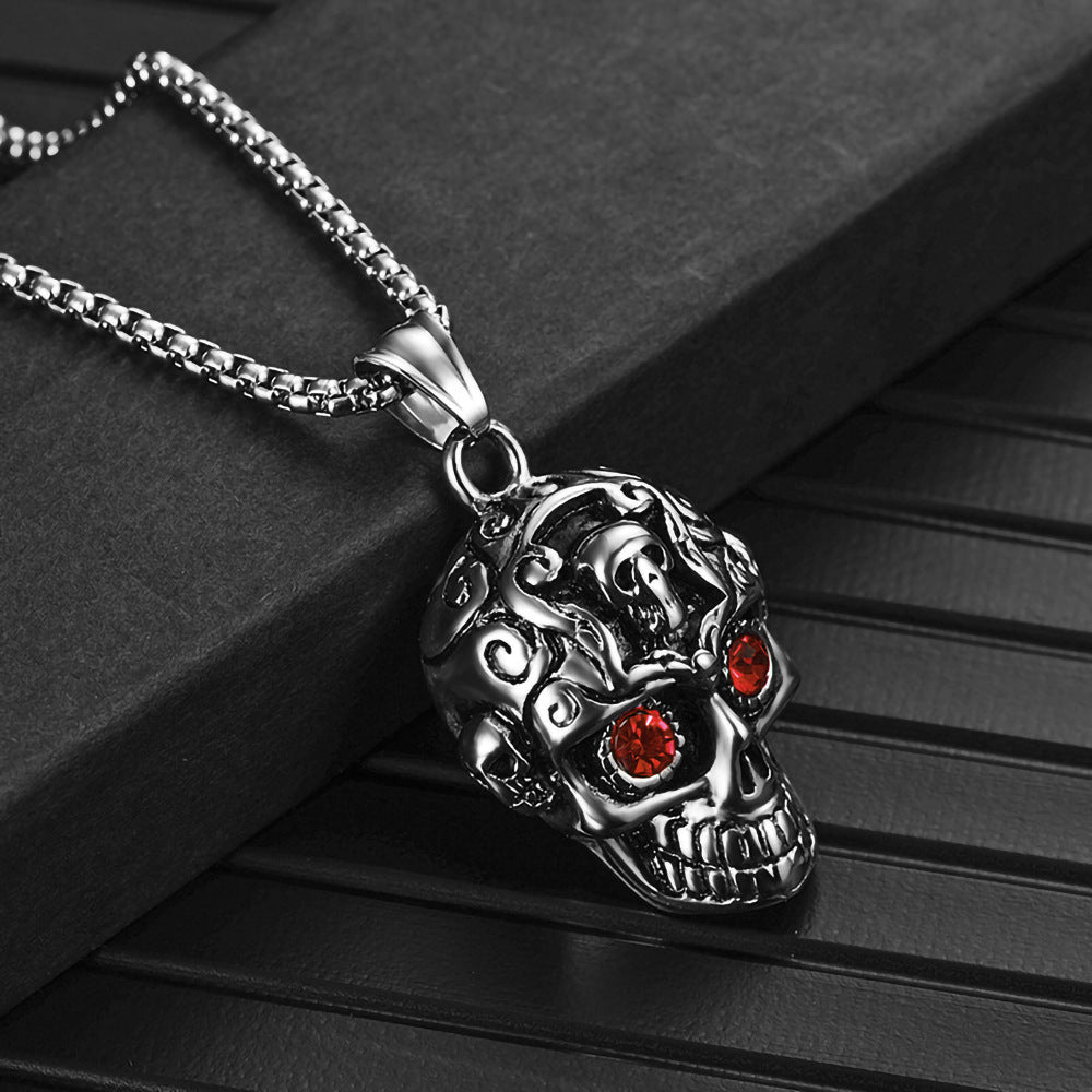 Cast Skeleton Head Jewel Necklace