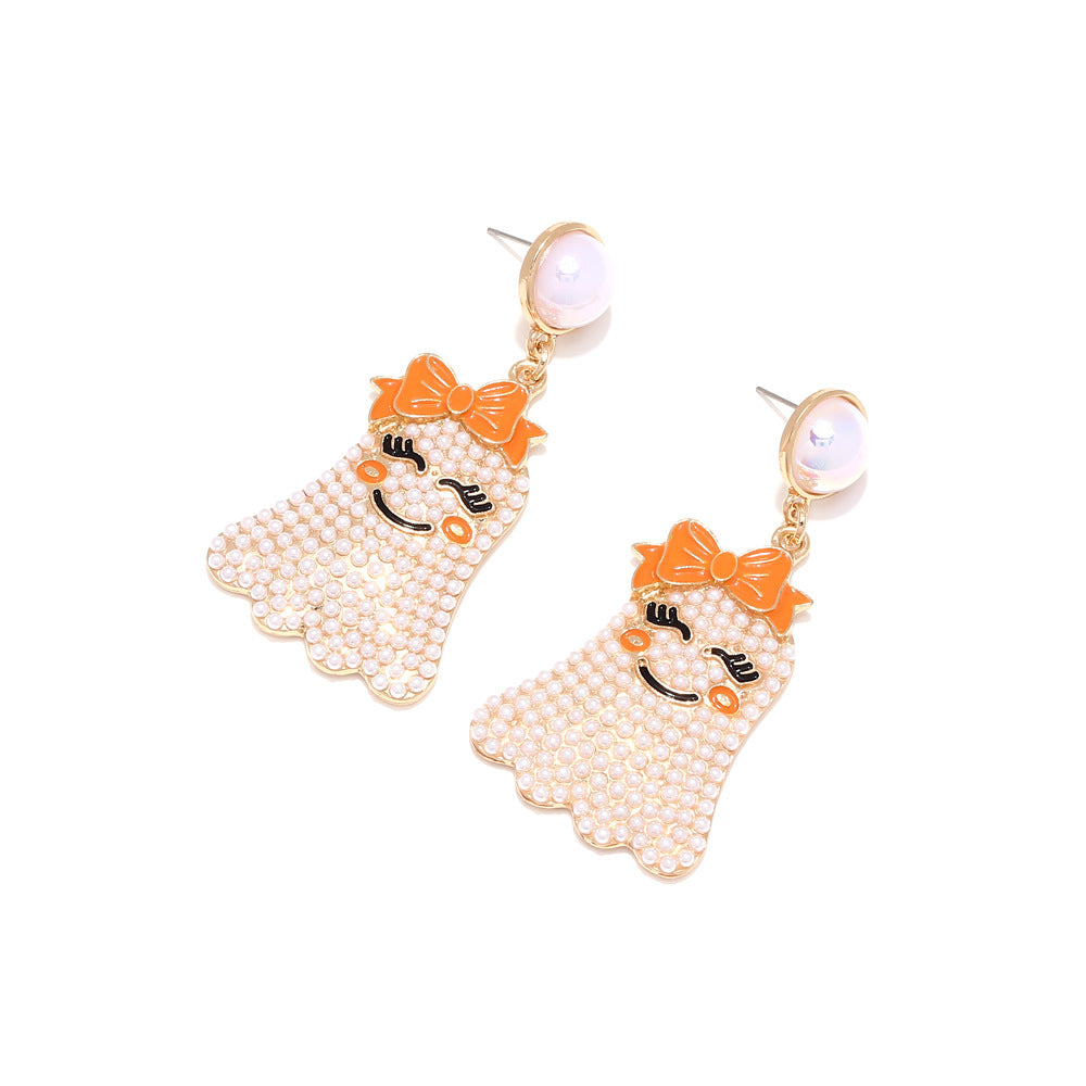 Ghost Earrings with Pearl Bows