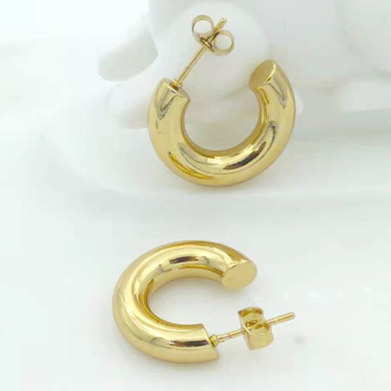 C-shaped Thick Hoop Earring