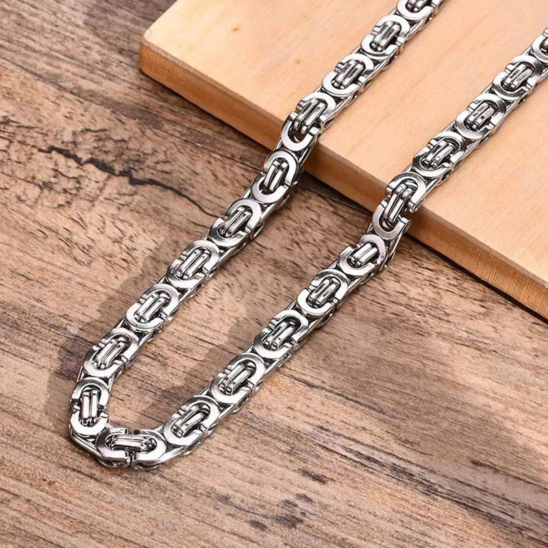 Flat Link Titanium Steel Necklace