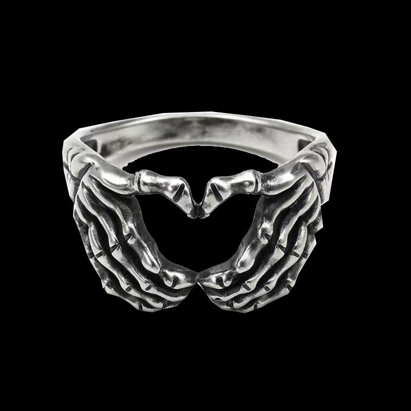 Heart Skull Palm Ring