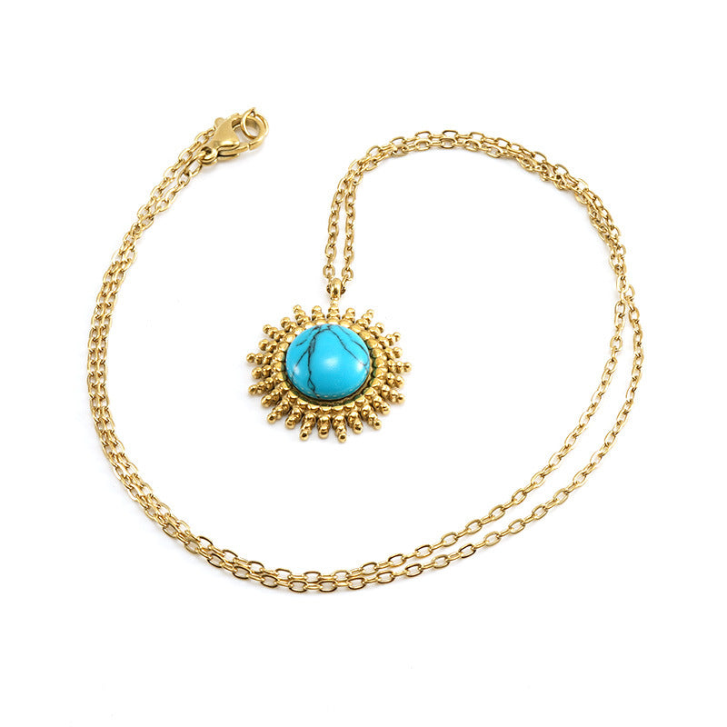 Blue Turquoise Circular Necklace