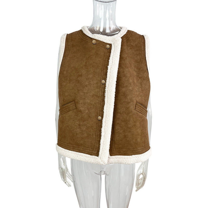 Lamb Fur Sleeveless Vest Coat