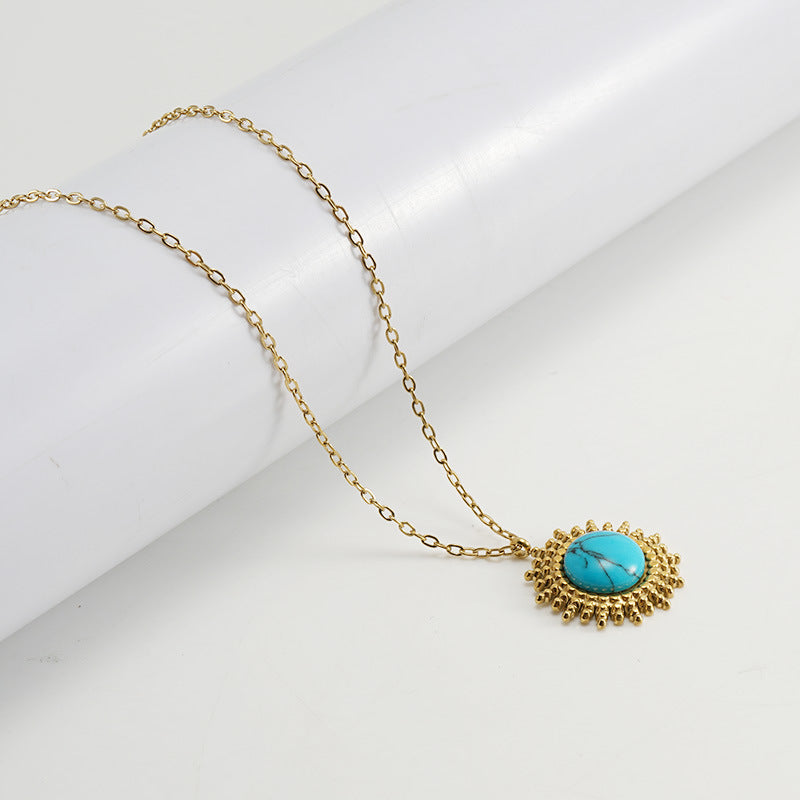 Blue Turquoise Circular Necklace