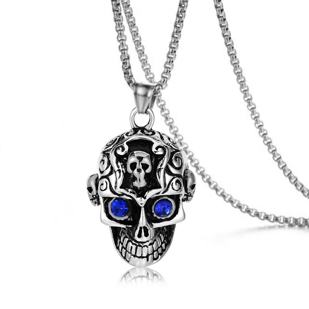 Cast Skeleton Head Jewel Necklace