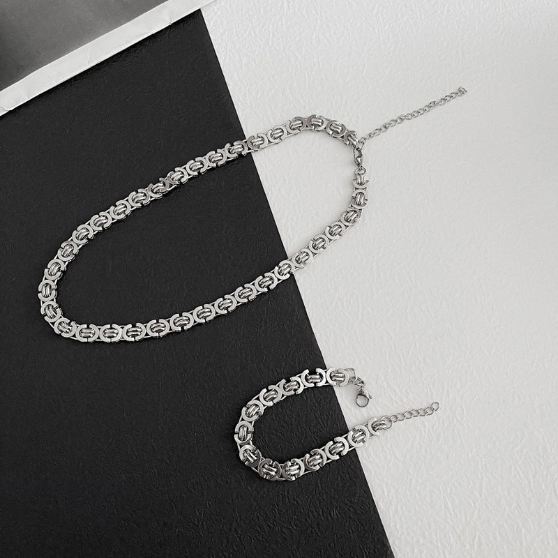 Flat Link Titanium Steel Necklace