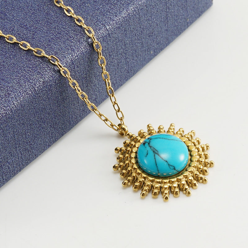 Blue Turquoise Circular Necklace