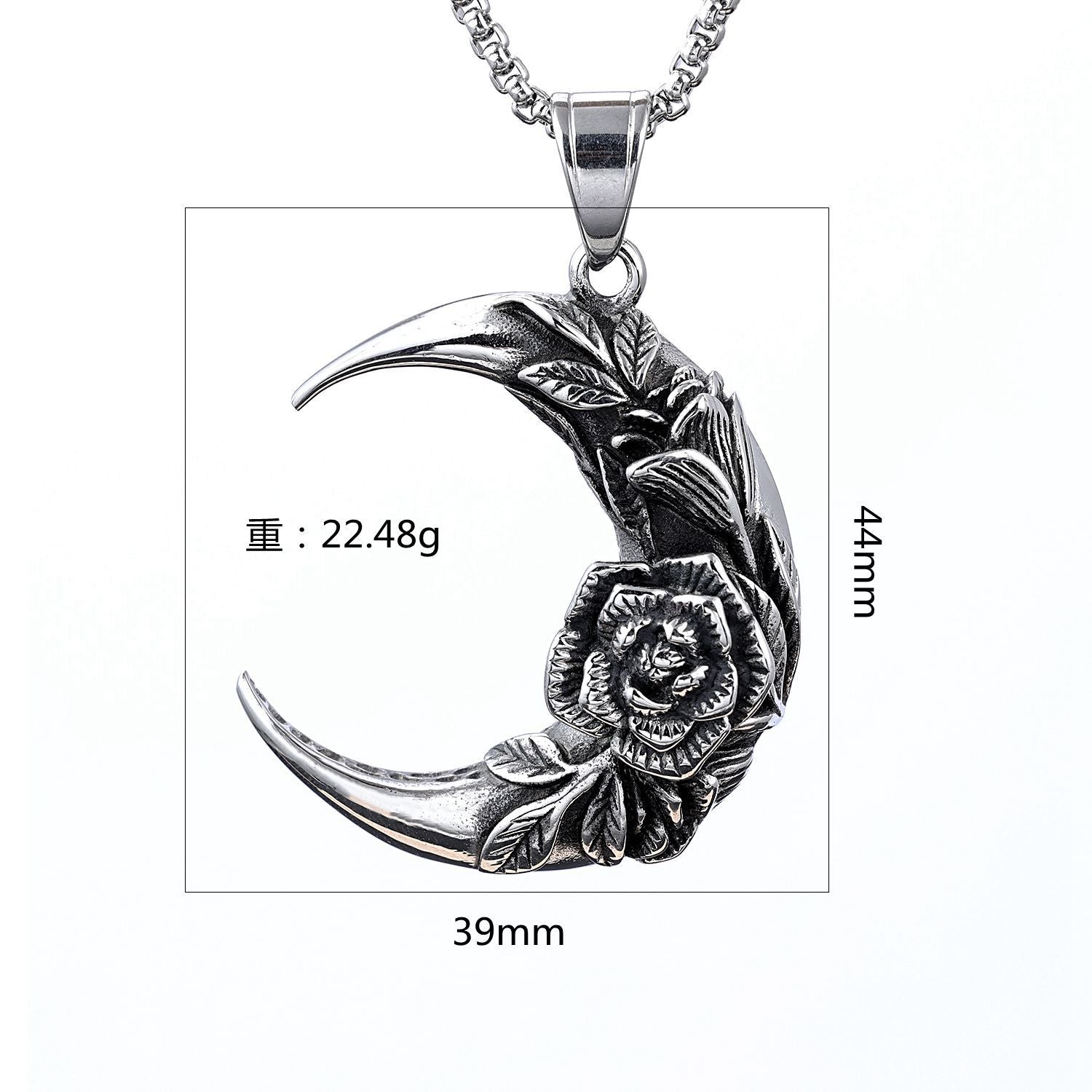 Goth Crescent Rose Necklace