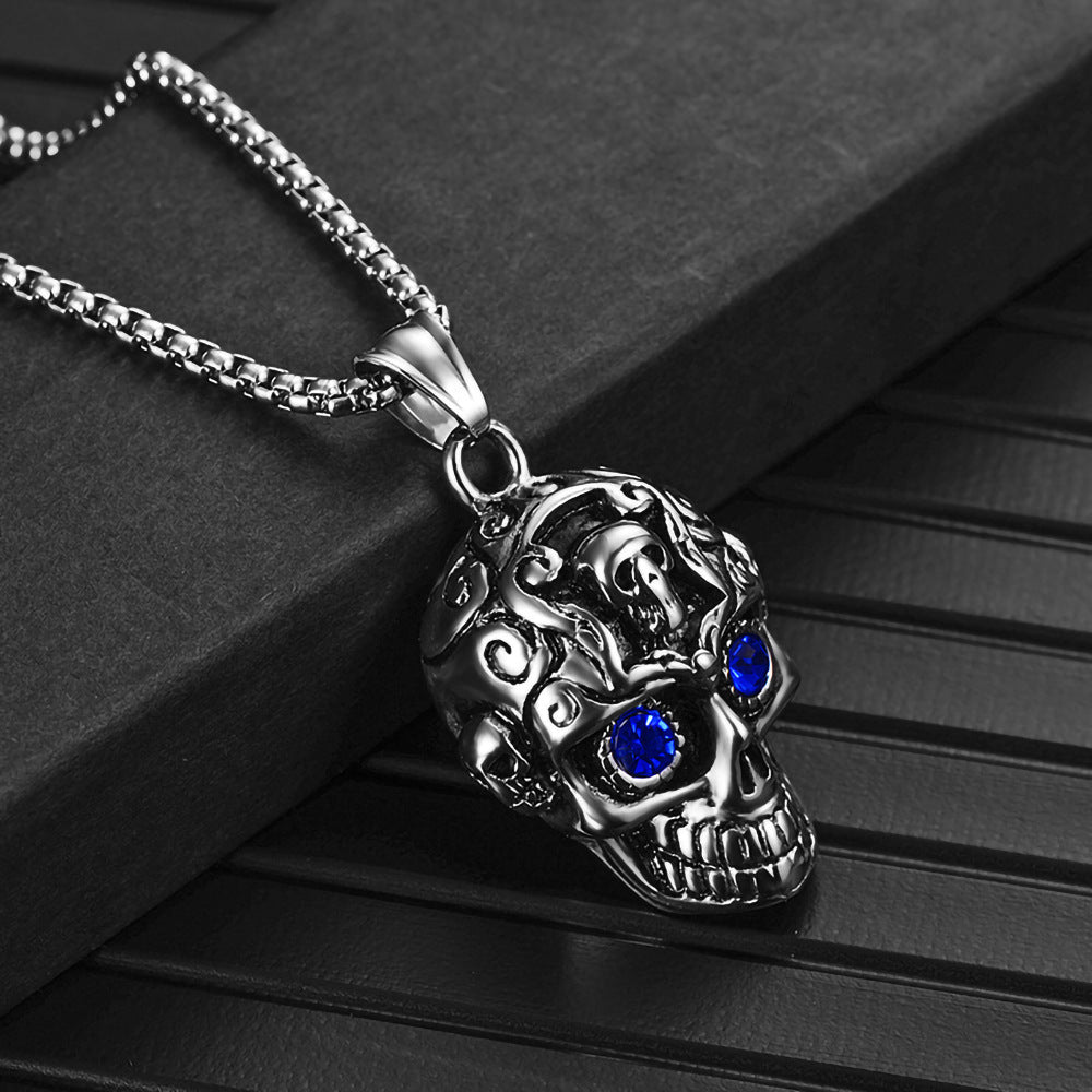 Cast Skeleton Head Jewel Necklace