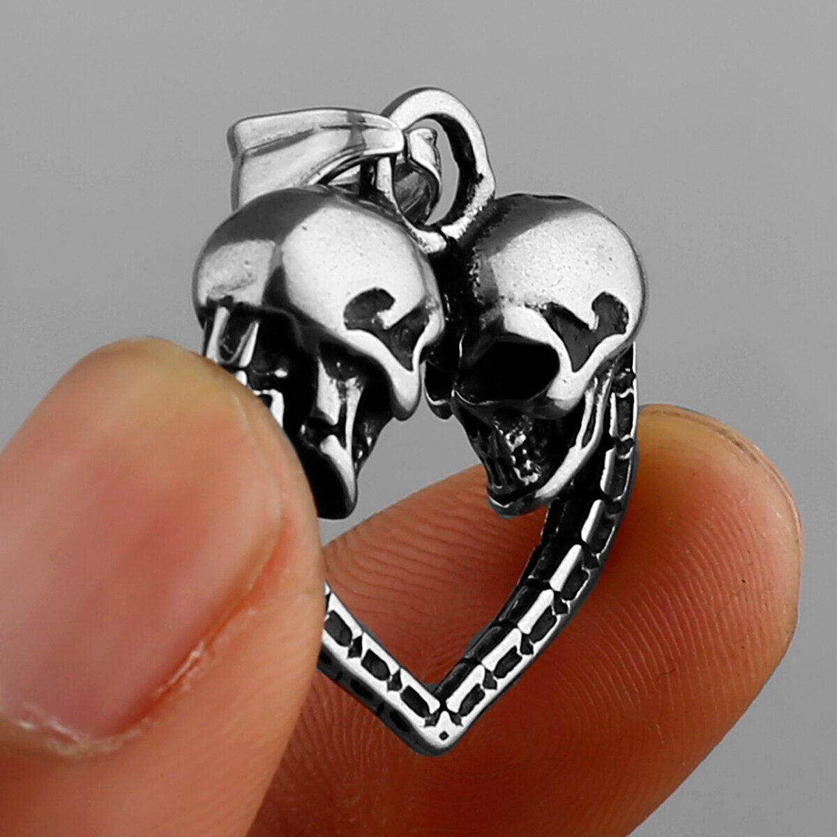 Colgante Corazón Calavera Doble