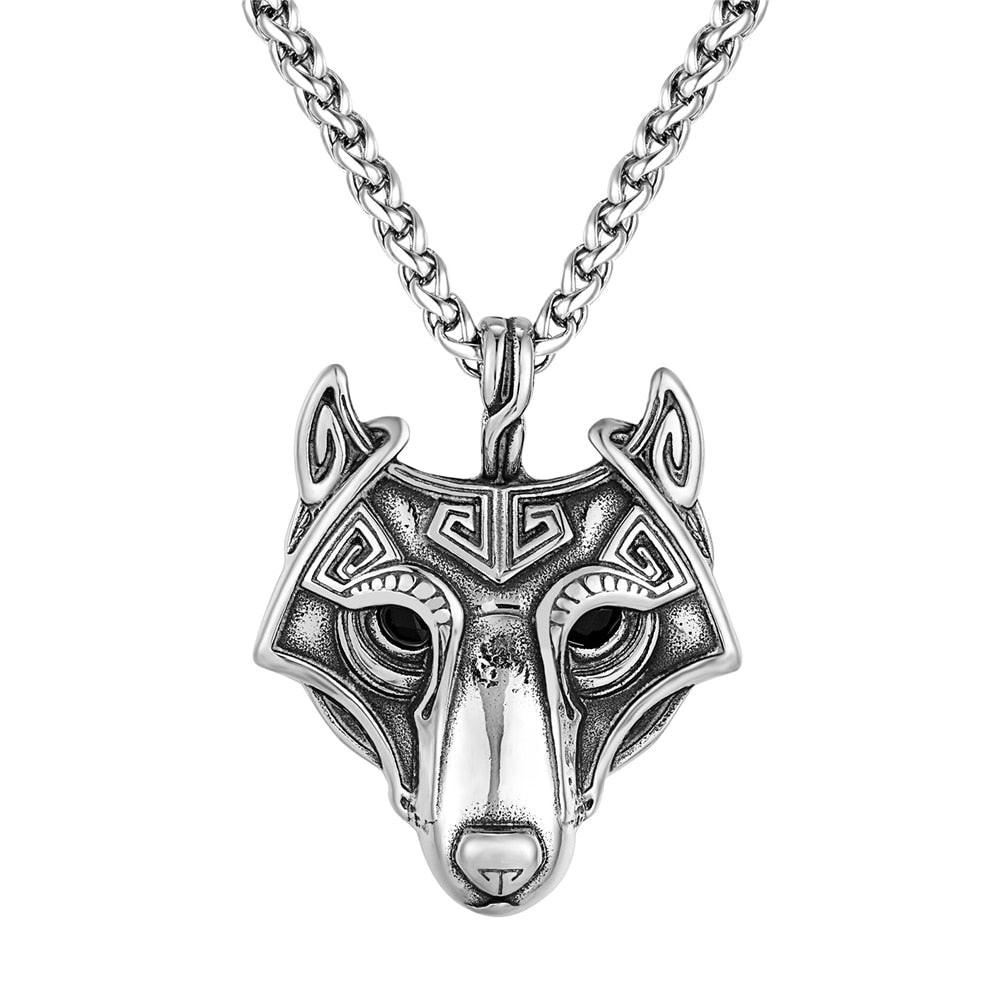 Collar de cabeza de lobo vikingo