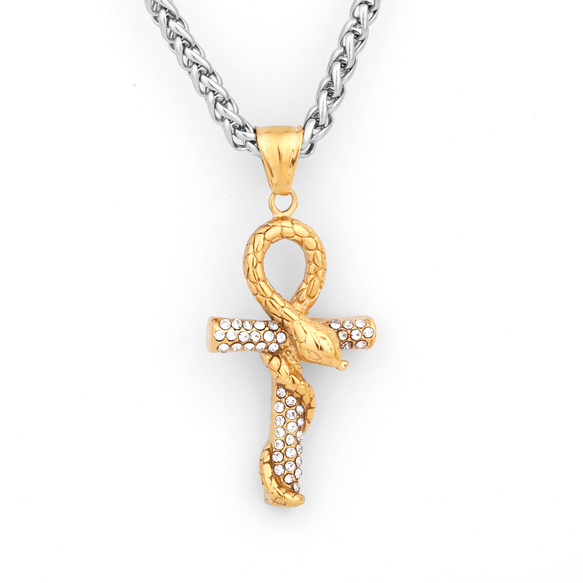 Collier Croix Serpent Foi