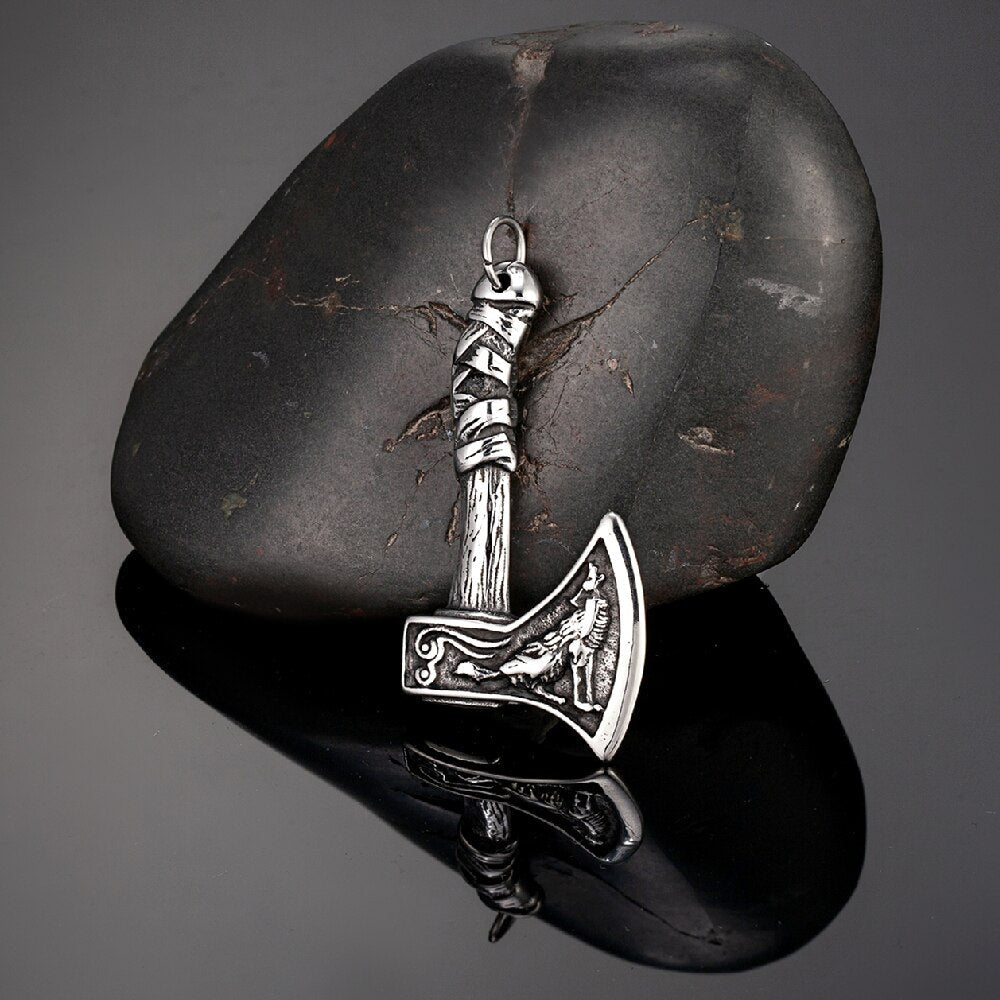 Axes Wolf Stainless Steel Necklace