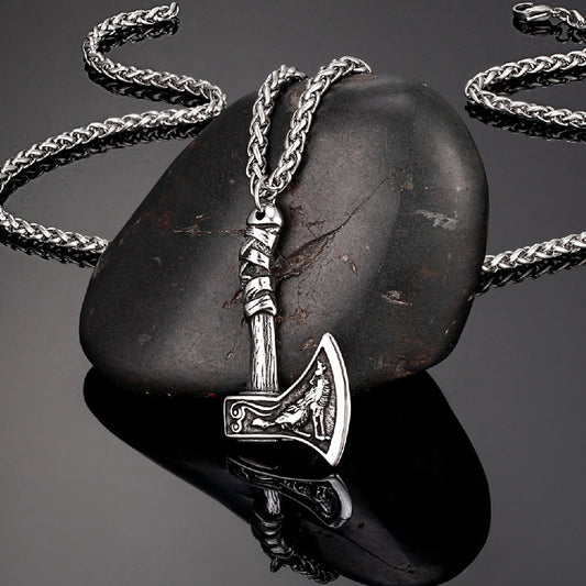 Axes Wolf Stainless Steel Necklace