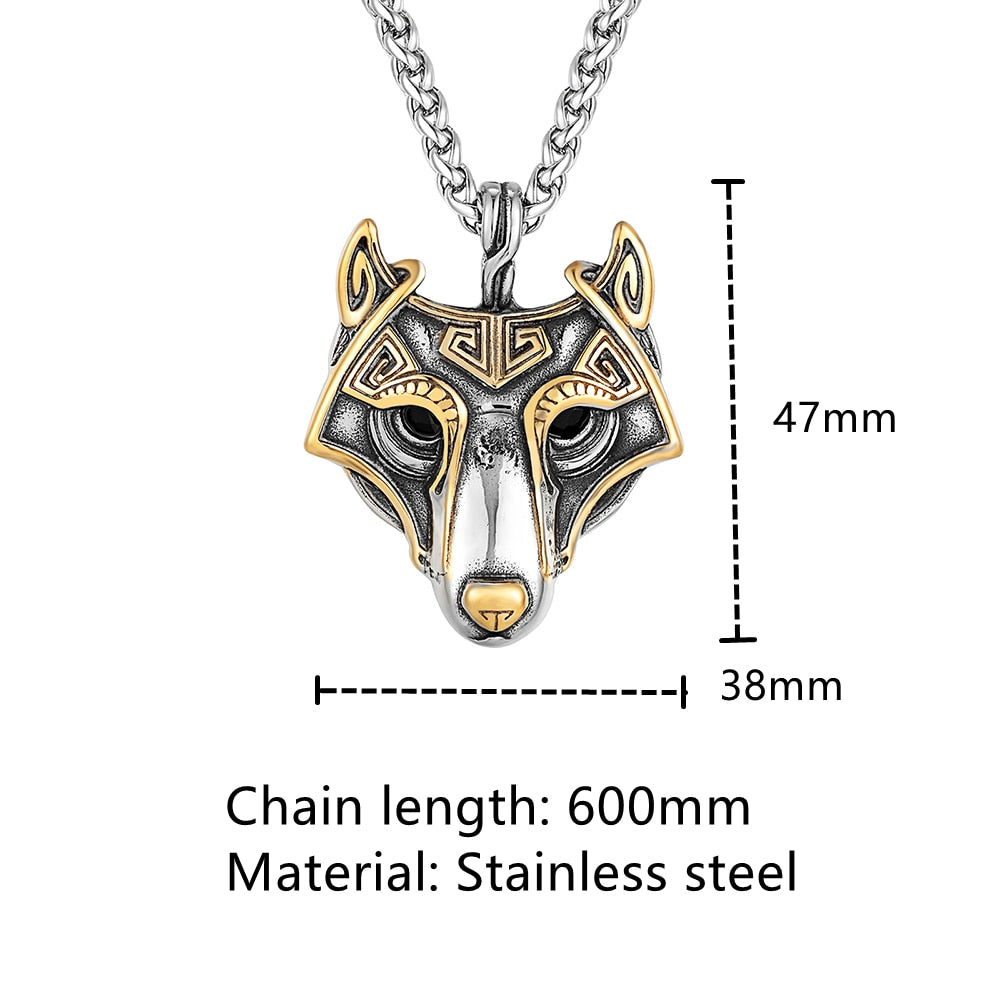 Vikings Wolf Head Necklace