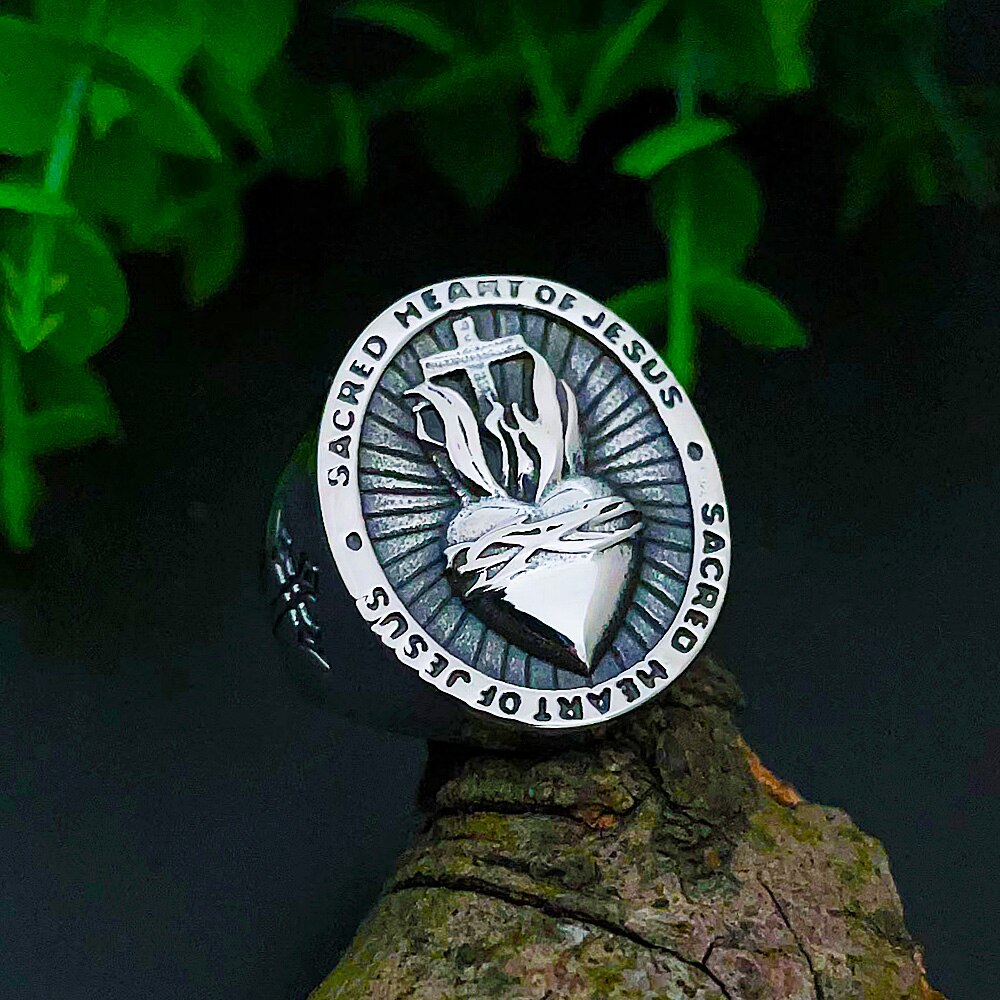 Bague Croix Sacré-Cœur de Jésus