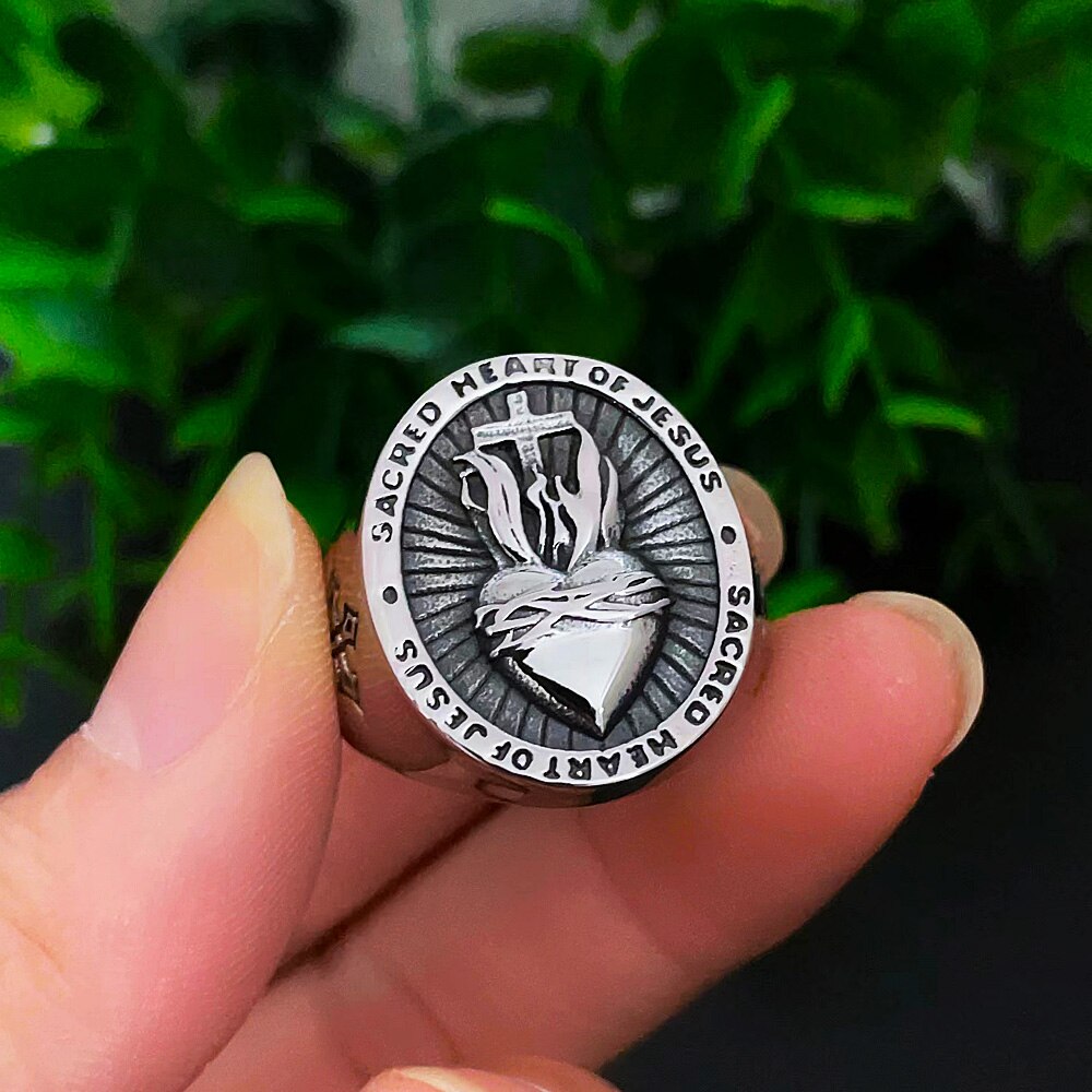 Bague Croix Sacré-Cœur de Jésus