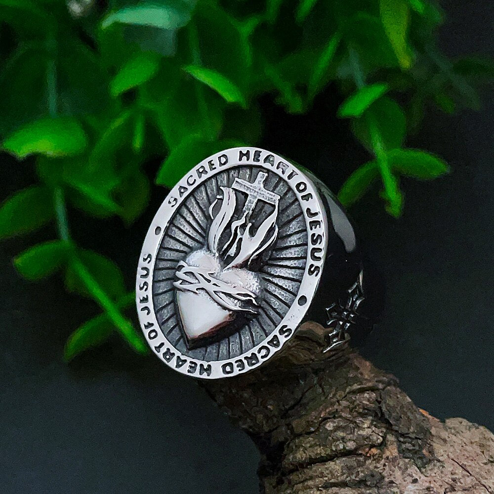 Bague Croix Sacré-Cœur de Jésus