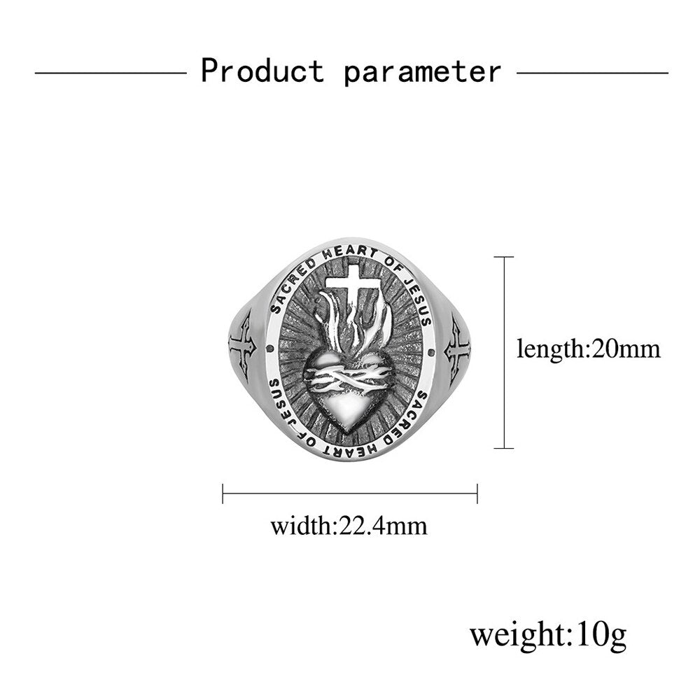 Bague Croix Sacré-Cœur de Jésus