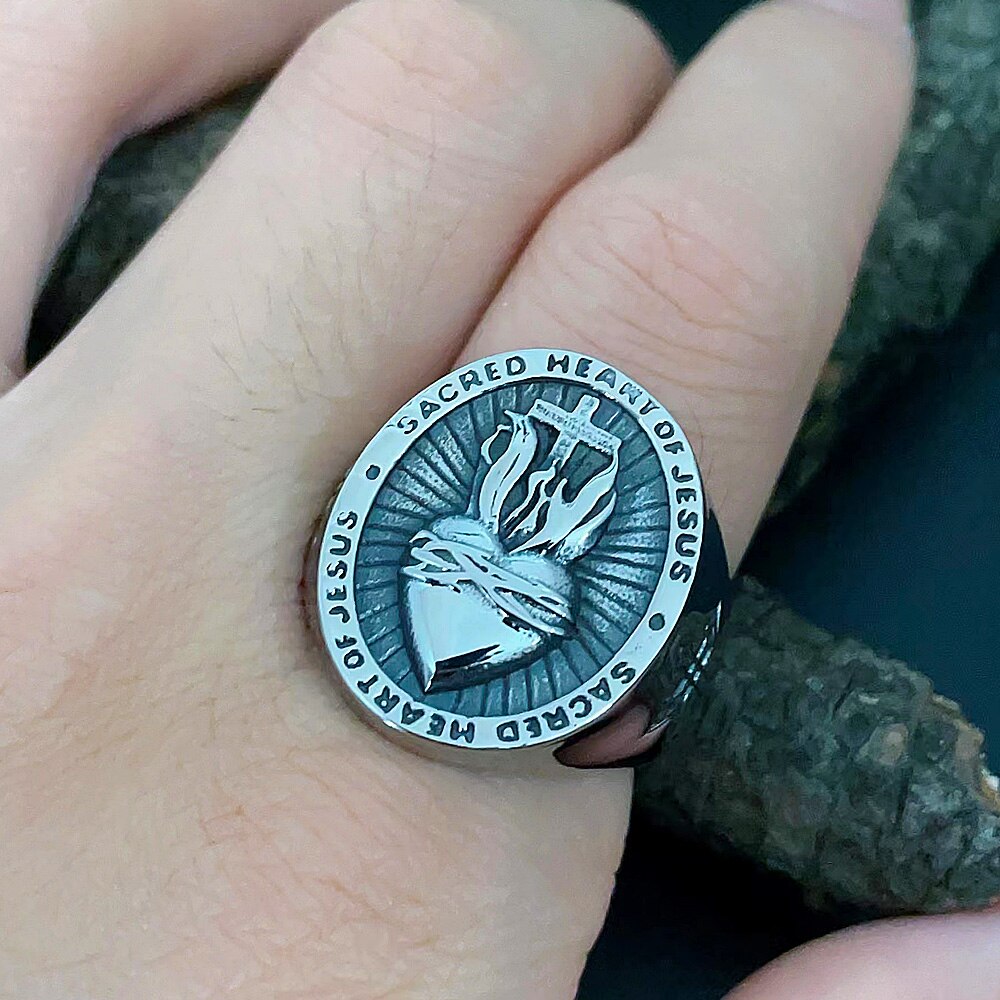 Bague Croix Sacré-Cœur de Jésus