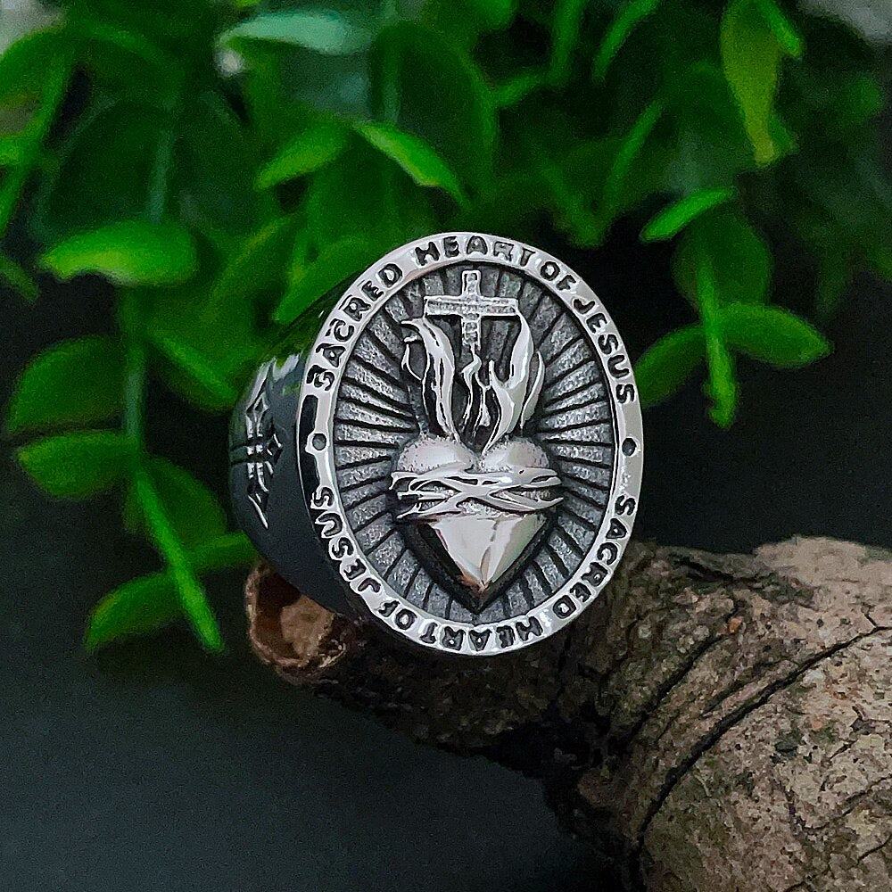 Bague Croix Sacré-Cœur de Jésus