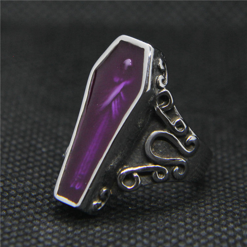 Coffin Vampire Skull Ring